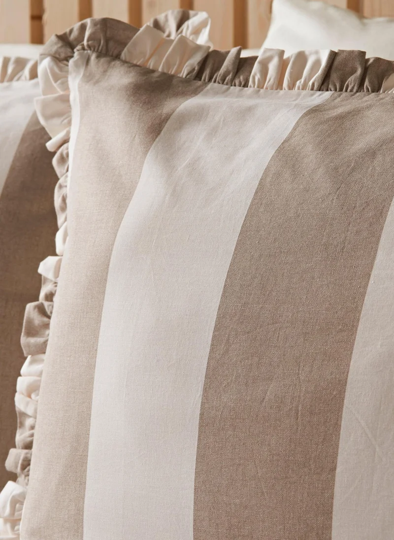 ماتلان طقم لحاف مقلم عريض مطوي طبيعي